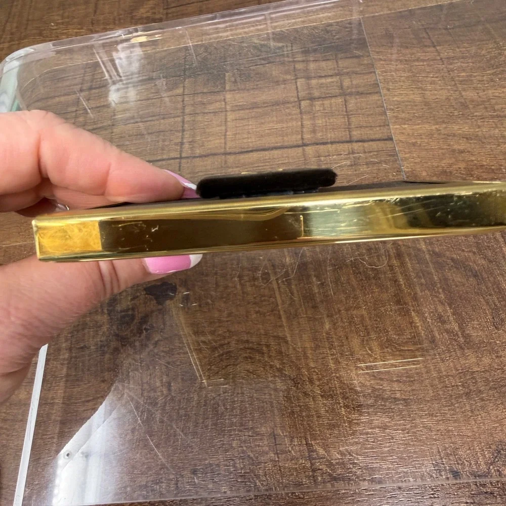 Vintage Solid Brass Mini Double Photo Frame 2.5 x 3.5 Tabletop Gold Accent Decor